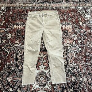 GAP vintage slim high rise raw hem stone/khaki jeans 4 petite